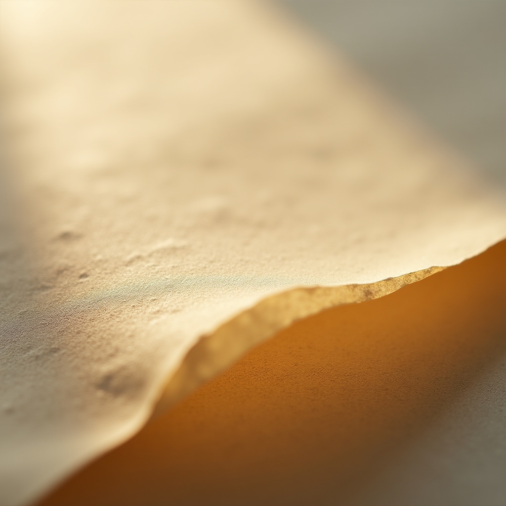 Primo piano della texture di un foglio di carta pergamena fatta a mano con bordi irregolari